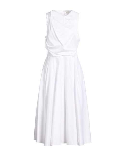 Elisabetta Franchi White Midi Dress Cotton