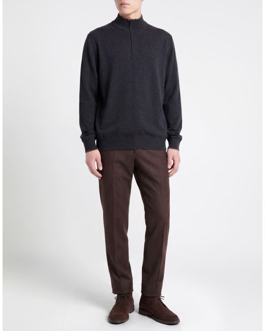 Gran Sasso Black Turtleneck Virgin Wool, Viscose, Cashmere, Polyester, Polyurethane for men