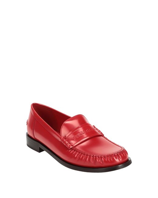 Ferragamo Red Loafers Calfskin