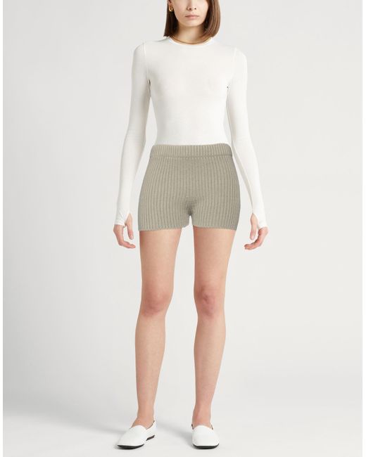 Max Mara Gray Khaki Shorts & Bermuda Shorts Cotton, Elastane, Polyamide