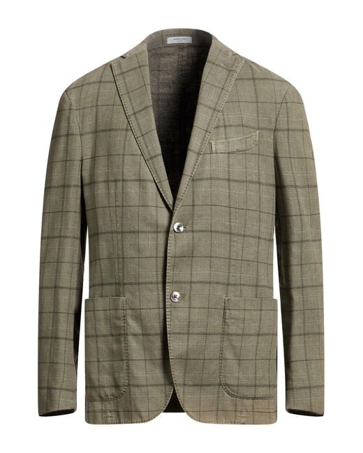 Boglioli Green Military Blazer Cotton, Linen, Polyester, Nylon for men