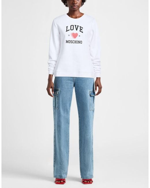 Love Moschino White Sweatshirt Cotton, Polyester