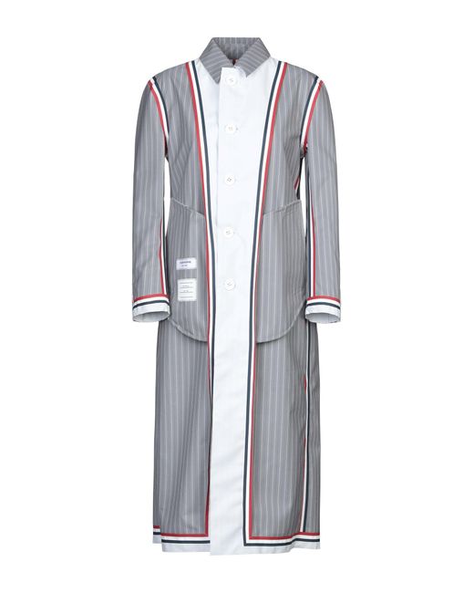 Thom Browne Blue Overcoat & Trench Coat Wool, Polyester