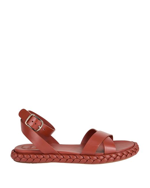 Chloé Red Brick Sandals Leather