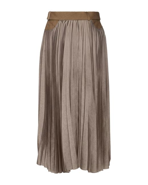 Sacai Brown Sand Maxi Skirt Polyester