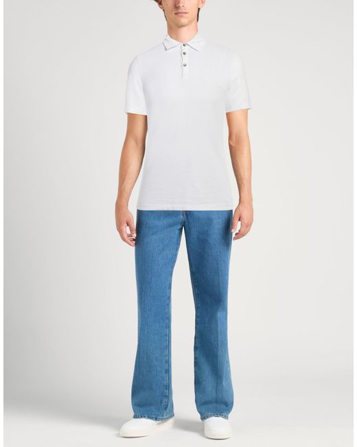 Alpha Studio White Polo Shirt Cotton, Elastane for men