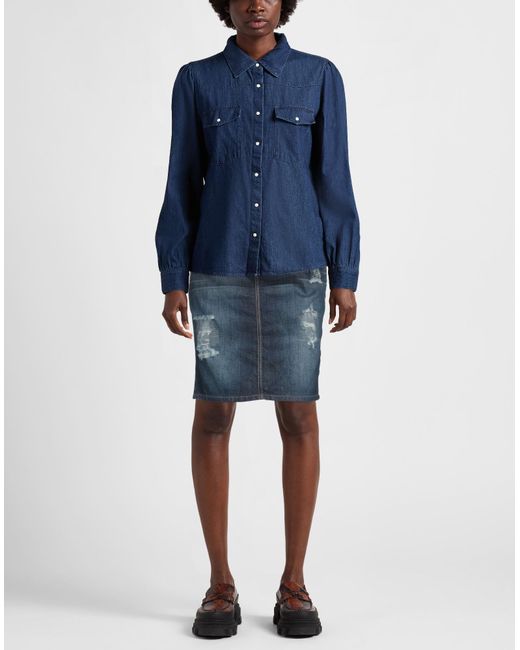 Current/Elliott Blue Denim Skirt Cotton, Elastomultiester, Elastane