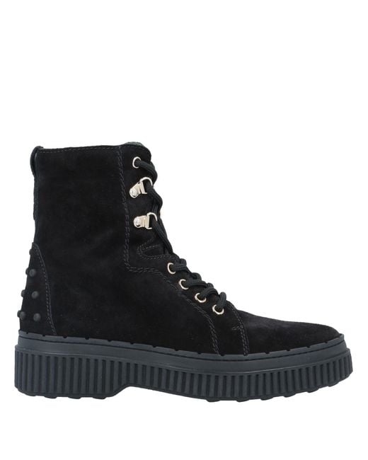 Tod's Black Lace-Up Combat Boots