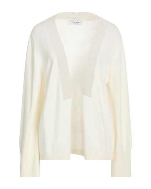 Gran Sasso White Cardigan Virgin Wool, Viscose, Cashmere, Polyester, Metallic Fiber