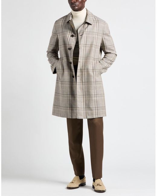 Lardini Gray Overcoat & Trench Coat Wool, Linen for men