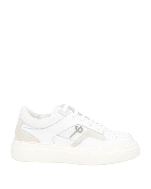 Cesare Paciotti White Sneakers Leather, Textile Fibers for men