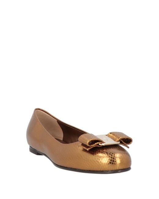 Ferragamo Brown Ballet Flats Calfskin
