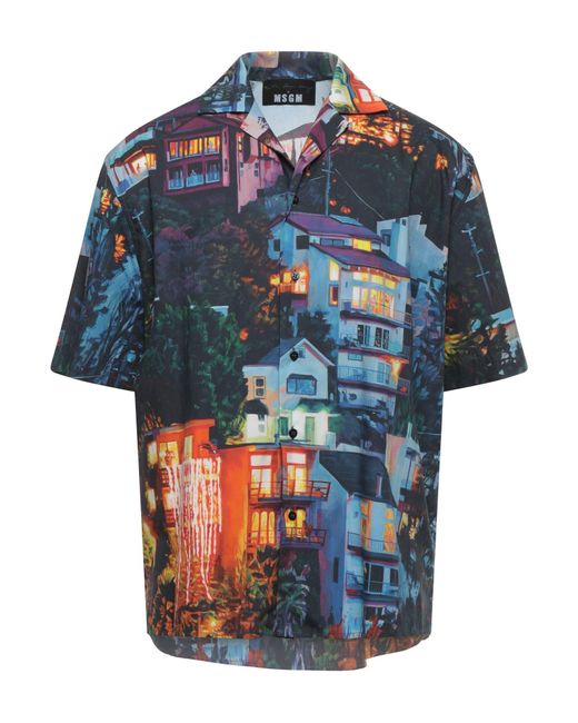 MSGM Blue Shirt Cotton for men