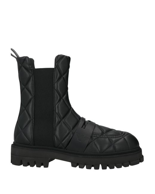 Emporio Armani Black Ankle Boots Polyester, Polyurethane for men