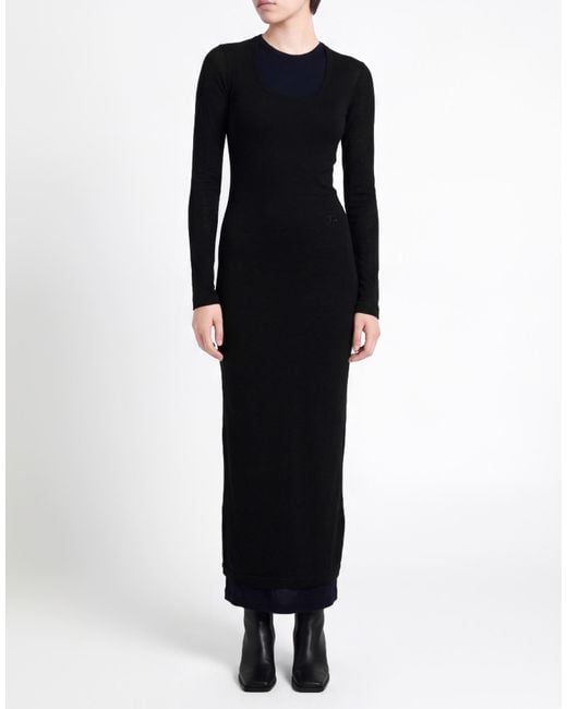 Jil Sander Black Maxi Dress Virgin Wool