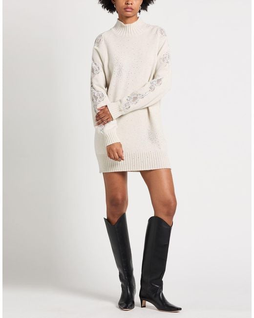GIUSEPPE DI MORABITO White Mini Dress Wool, Viscose, Polyamide, Cashmere