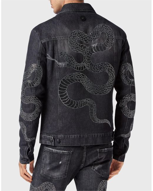 Manteau en jean Philipp Plein pour homme en coloris Black