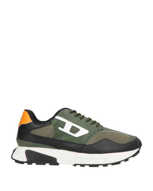 DIESEL Green Military Sneakers Polyester, Polyurethane for men