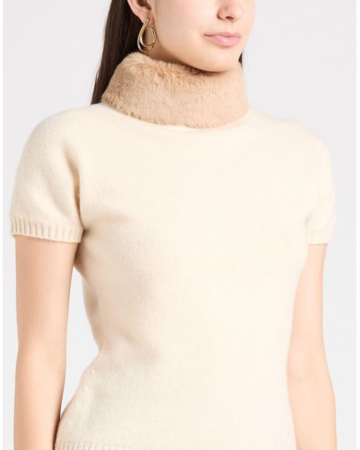 Blumarine Natural Turtleneck Wool, Cashmere, Polyester