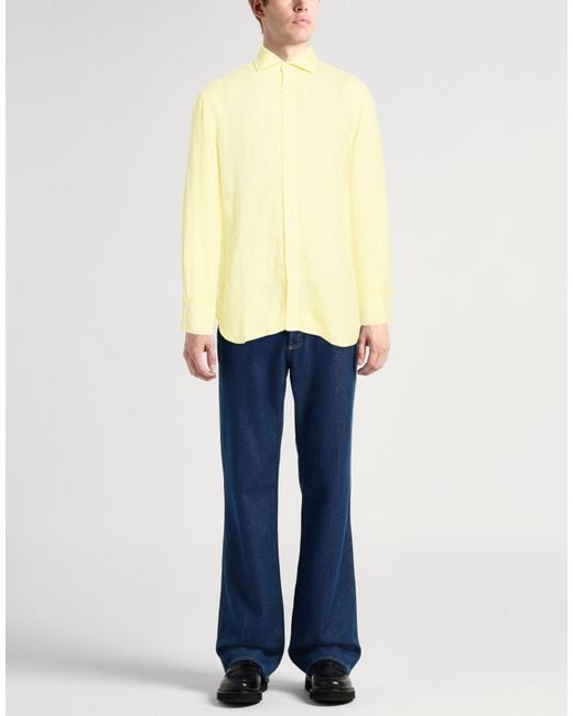120% Lino Yellow Shirt for men