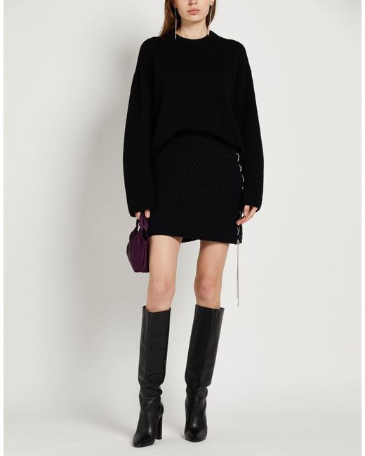 GIUSEPPE DI MORABITO Black Mini Skirt Merino Wool, Cashmere