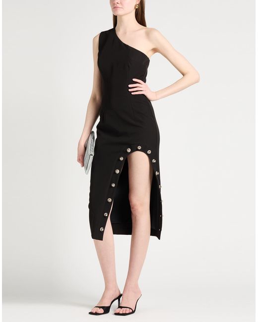 Tassos Mitropoulos Black Midi Dress Pes, Elastane