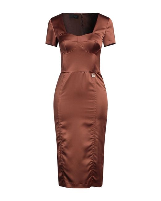 Gaelle Paris Red Midi Dress Polyester, Elastane