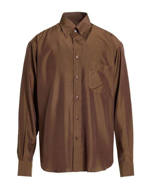 Tom Ford Brown Shirt Silk, Viscose for men