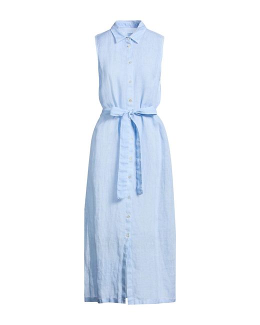 120% Lino Blue Midi Dress Linen