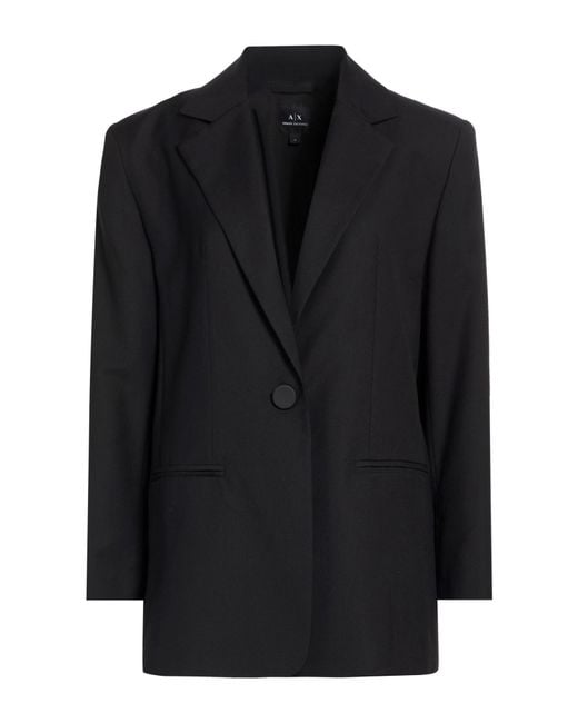 ARMANI EXCHANGE Black Blazer Polyester, Viscose