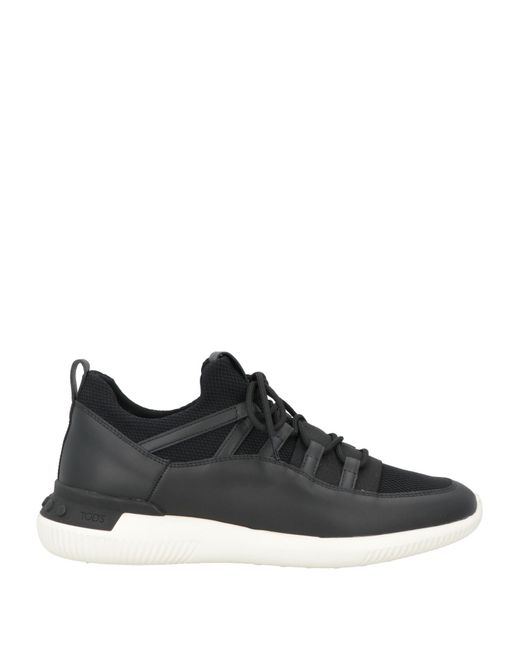 Tod's Black Sneakers Leather, Textile Fibers for men
