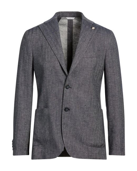 Manuel Ritz Gray Blazer Cotton, Linen for men