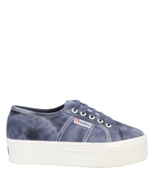 Superga Velvet Trainers in Dark Blue 