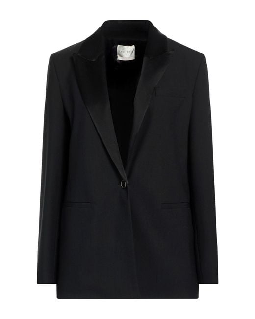 Forte_forte Black Blazer Polyester, Virgin Wool, Elastane