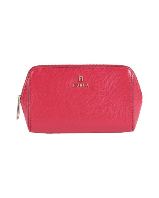Furla Red Camelia M Cosmetic Case -- Pouch Leather