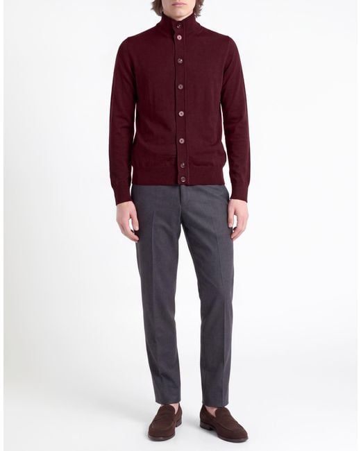 Alpha Studio Red Burgundy Cardigan Merino Wool for men