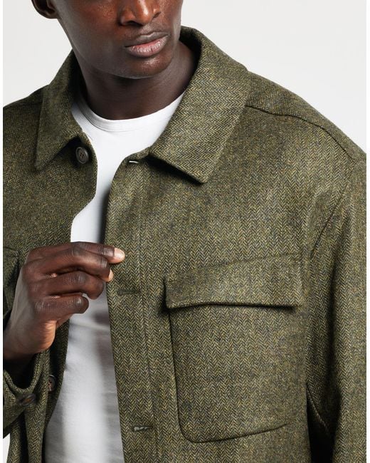 Hevò Green Military Shirt Wool for men