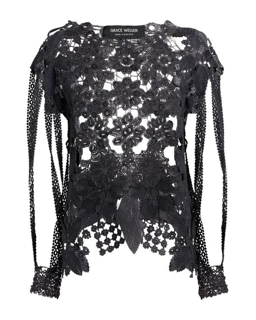 GRACE WELLER Black Charcoal Top Cotton