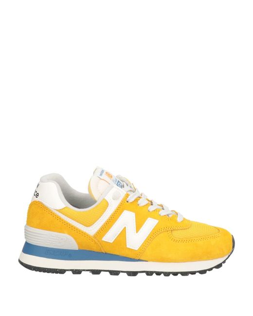 New Balance Yellow 574 Sneakers Leather, Textile Fibers for men