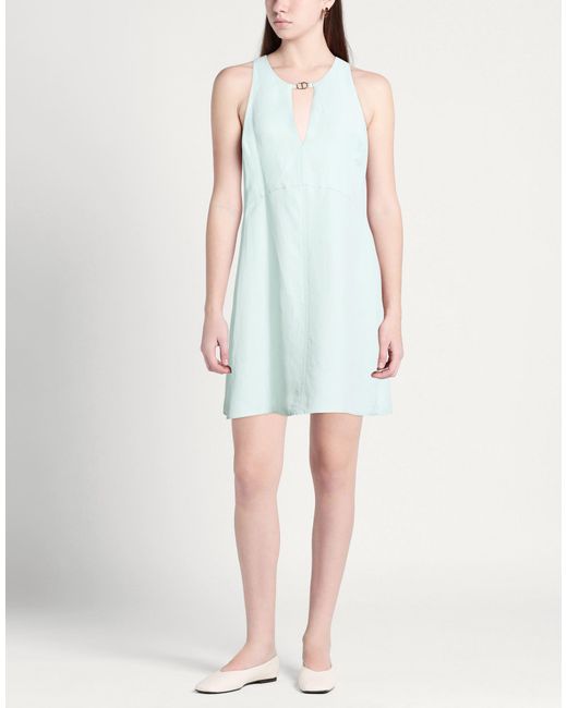 Twinset Blue Light Mini Dress Viscose, Linen