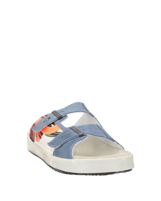 HIDNANDER Blue Sandals Leather, Textile Fibers