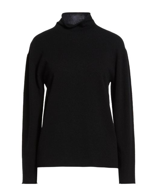 Lardini Black Turtleneck Wool, Cashmere