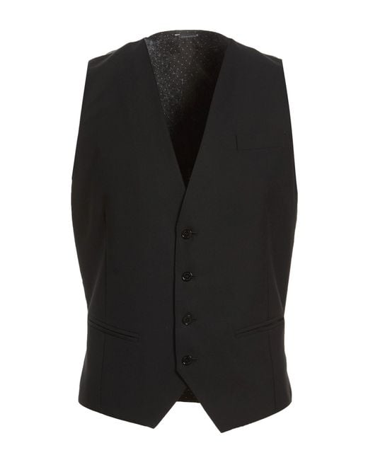 Daniele Alessandrini Black Tailored Vest Polyester, Viscose for men