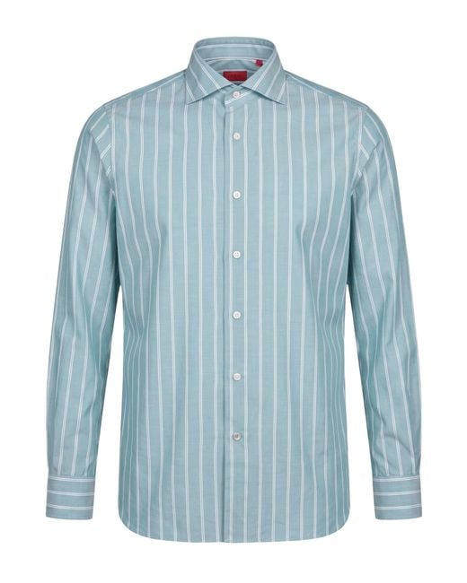 Isaia Blue Shirt Cotton for men