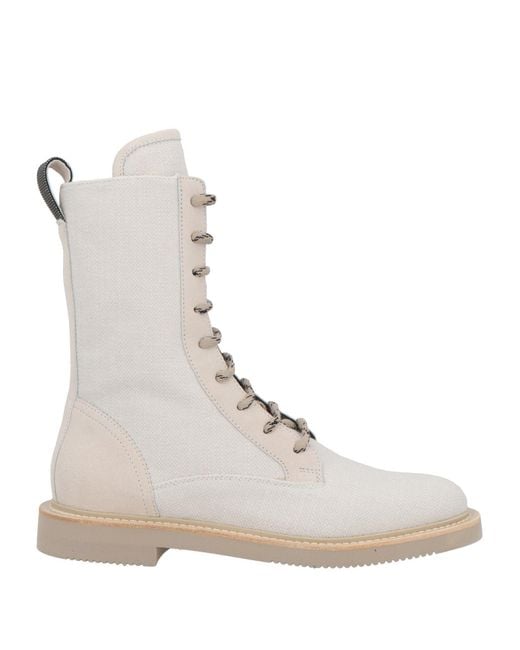 Brunello Cucinelli Natural Ankle Boots Cotton, Linen, Leather