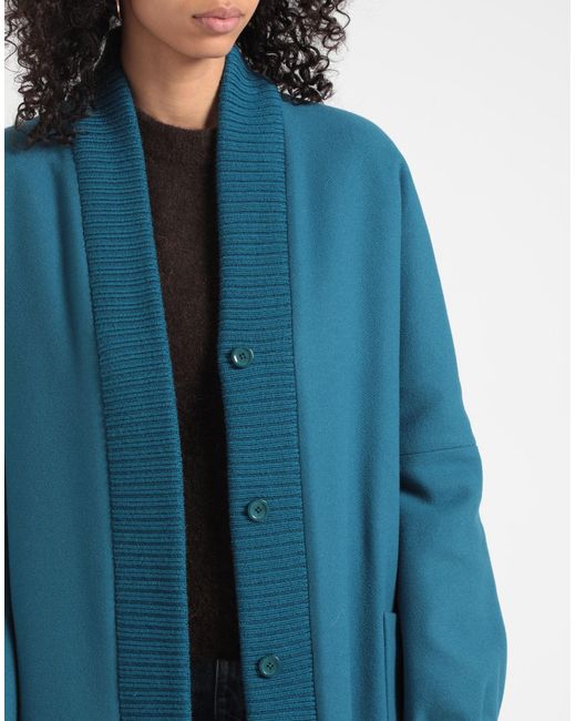 Herno Blue Deep Jade Coat Wool, Polyamide, Acrylic, Elastane