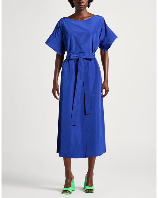 Weekend by Maxmara Blue Bright Midi Dress Polyester, Cotton