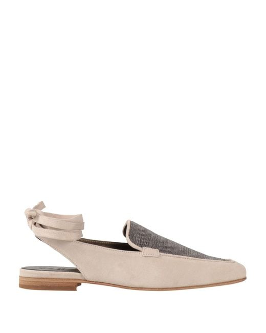 Brunello Cucinelli White Ivory Ballet Flats Leather