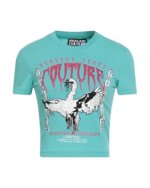 Versace Jeans Couture Blue T-Shirt Cotton, Elastane