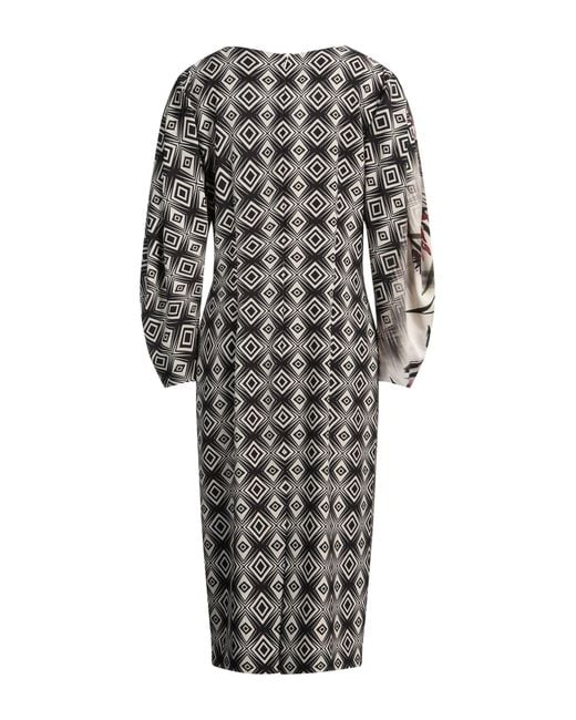 Alberta Ferretti Gray Midi Dress Polyester, Elastane